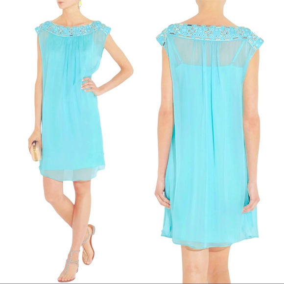 Alice by Temperly turquoise 100% silk dress sz 12 - Picture 2 of 14